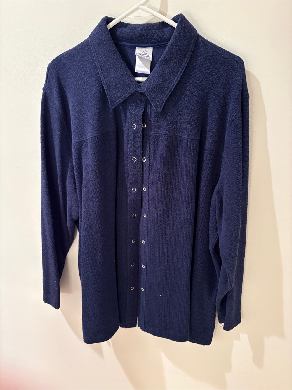 Just My Size Navy Snap-Front Cardigan